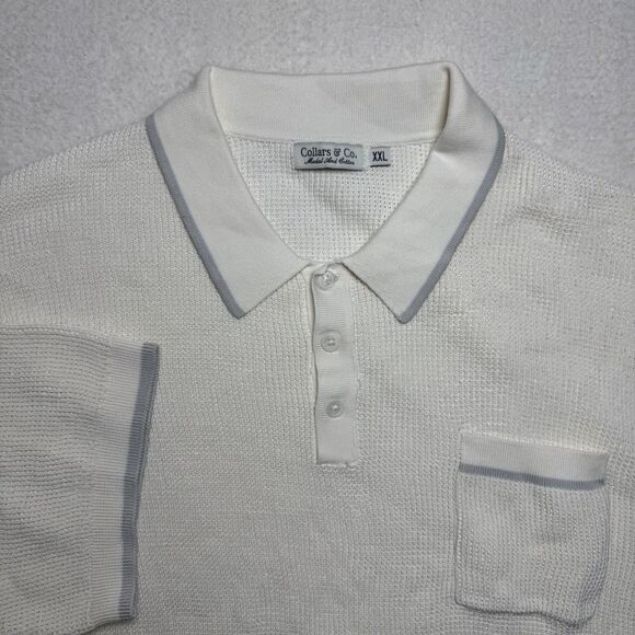 Collars And Co Mens Golf Sweater Polo Shirt White Size XXL Modal Cotton Preppy - Picture 2 of 8